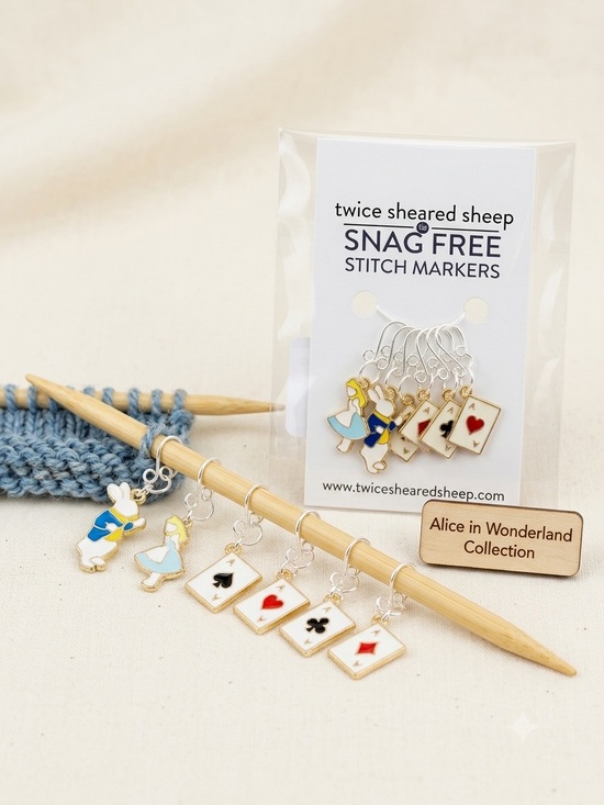 Twice Sheared Sheep Other - Alice in Wonderland Themed Snag-Free Stitch Markers – Set of 6